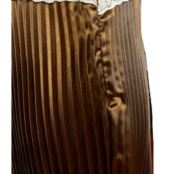 Vintage Betsey Johnson Pleated Lace Gold Dress - Picture 12 of 12